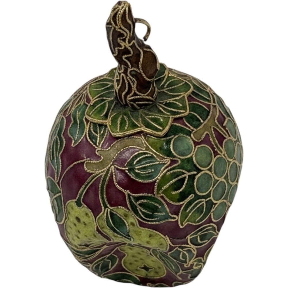 Vintage Cloisonne Enamel Strawberry Figurine Ornament Fruit Grapes Pears 4.5in
